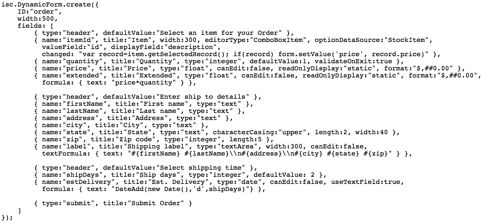 Rel 11 Formula Fields Code