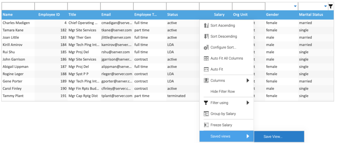 Savedsearch menu 